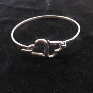 James Avery double heart bracelet. Sterling silver. Diameter 2.5”.